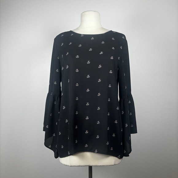 Sheer Long Sleeve, Bell Sleeve Blouse - Picture 1 of 7